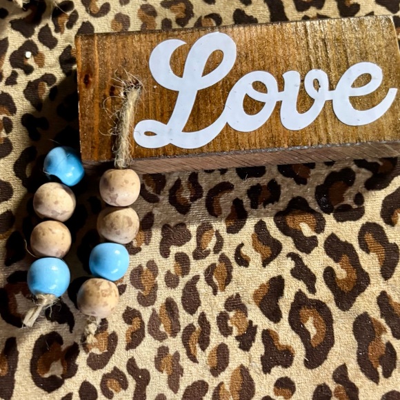 NWT….Rustic Wooden 'Love' Block with Beaded Accent shelf sitter - Picture 1 of 2